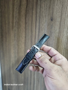 Indianleathercraft straps Black / 20mm Handmade Italian leather strap