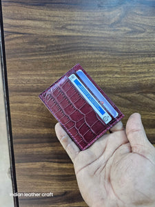 Indianleathercraft Wallets & Money Clips Burgundy Handmade leather card holder