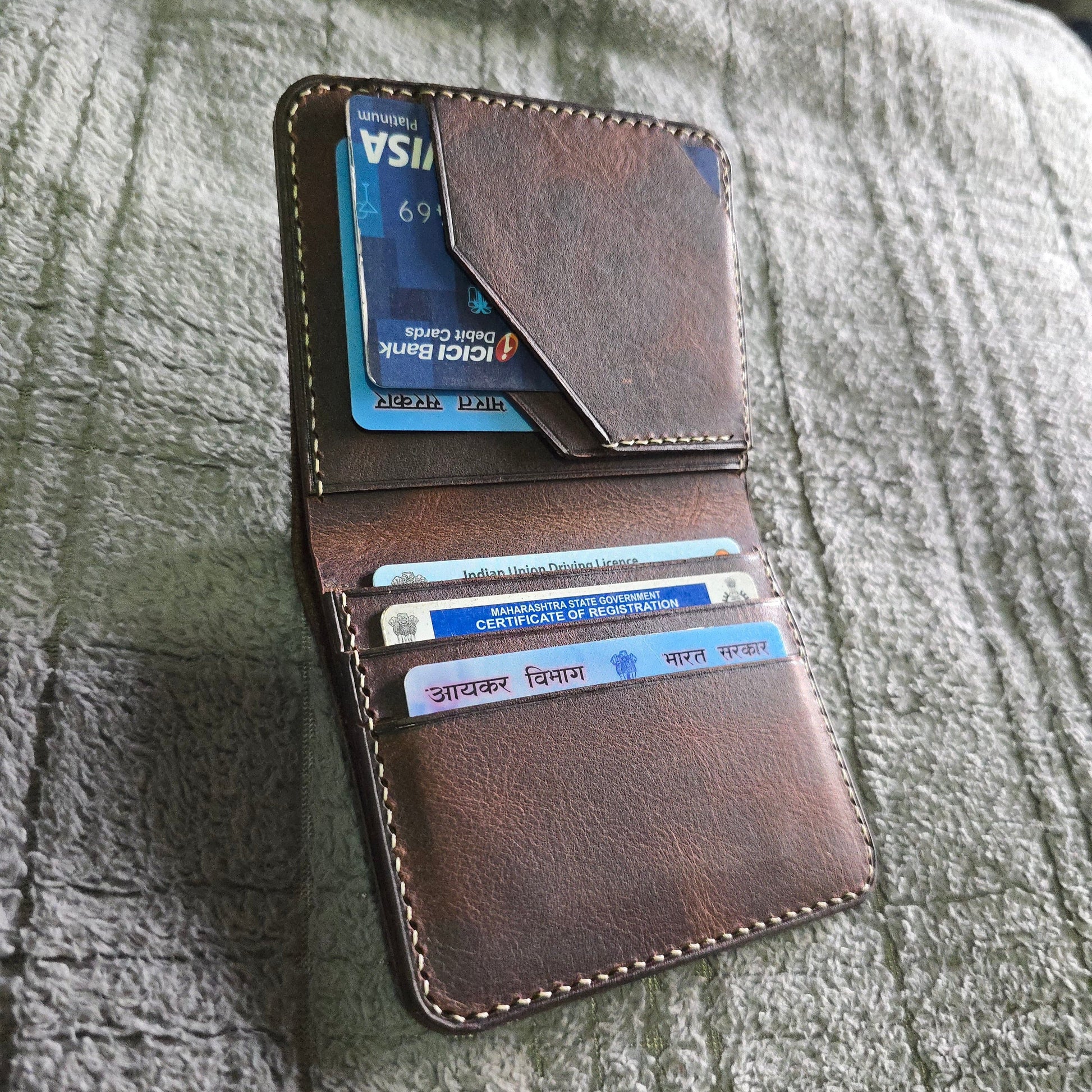 Indianleathercraft Wallets & Money Clips Copper Handmade green leather wallet