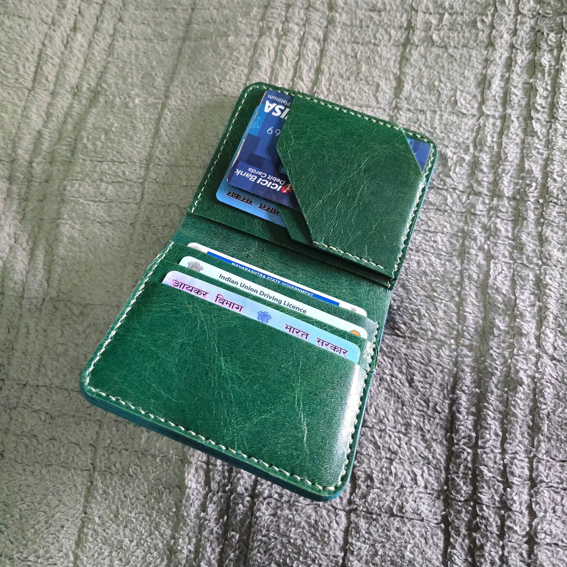 Indianleathercraft Wallets & Money Clips Handmade green leather wallet