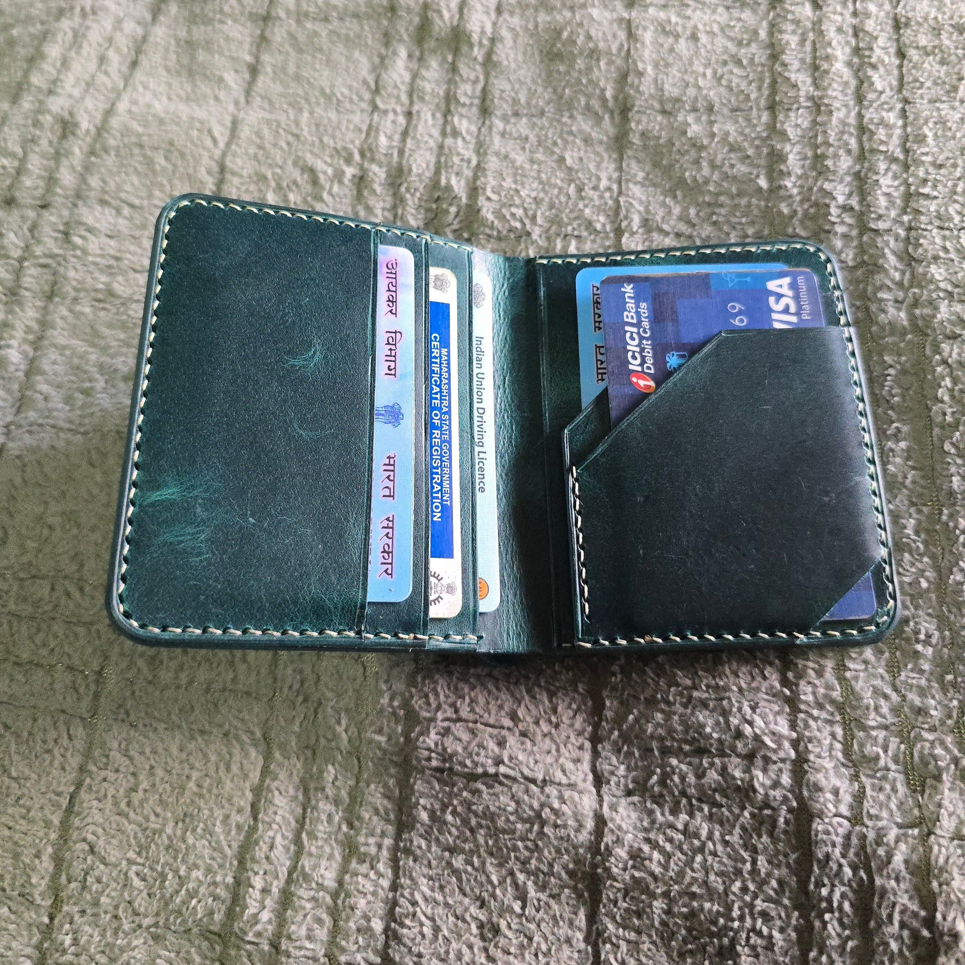 Indianleathercraft Wallets & Money Clips Handmade green leather wallet