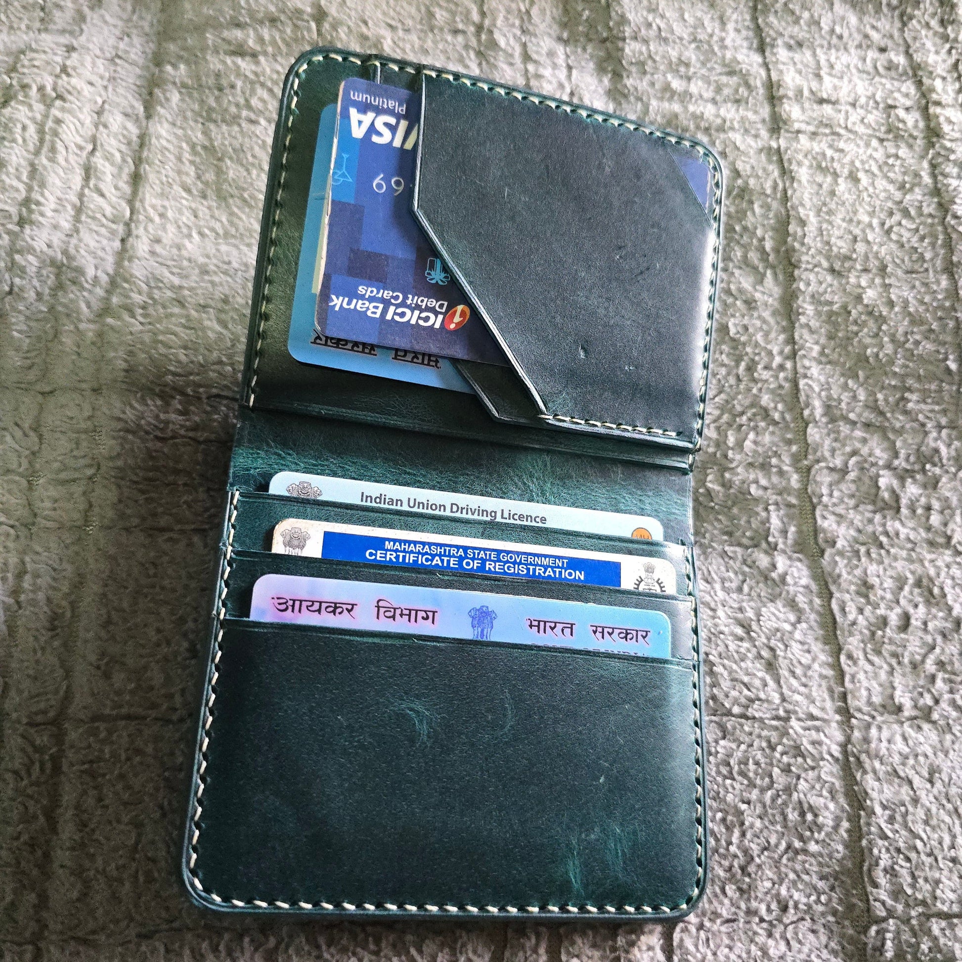 Indianleathercraft Wallets & Money Clips Handmade green leather wallet