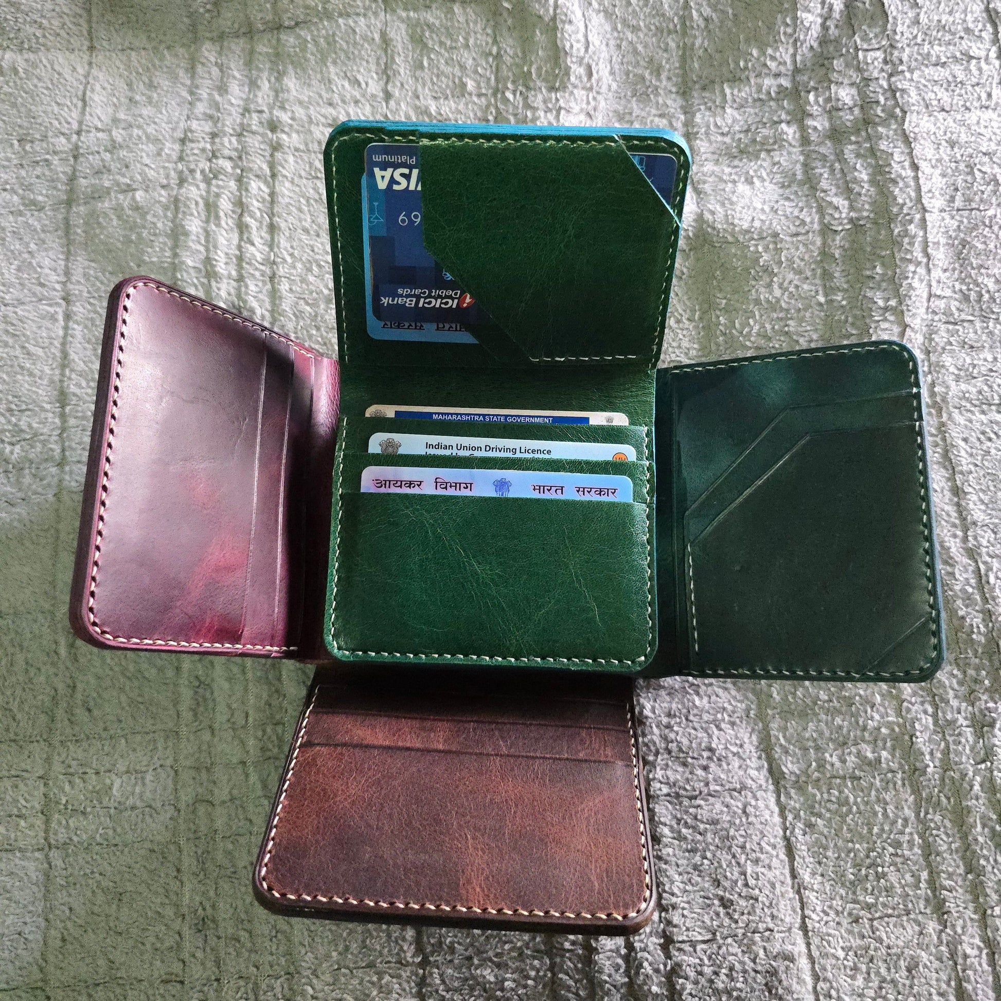 Indianleathercraft Wallets & Money Clips Handmade green leather wallet