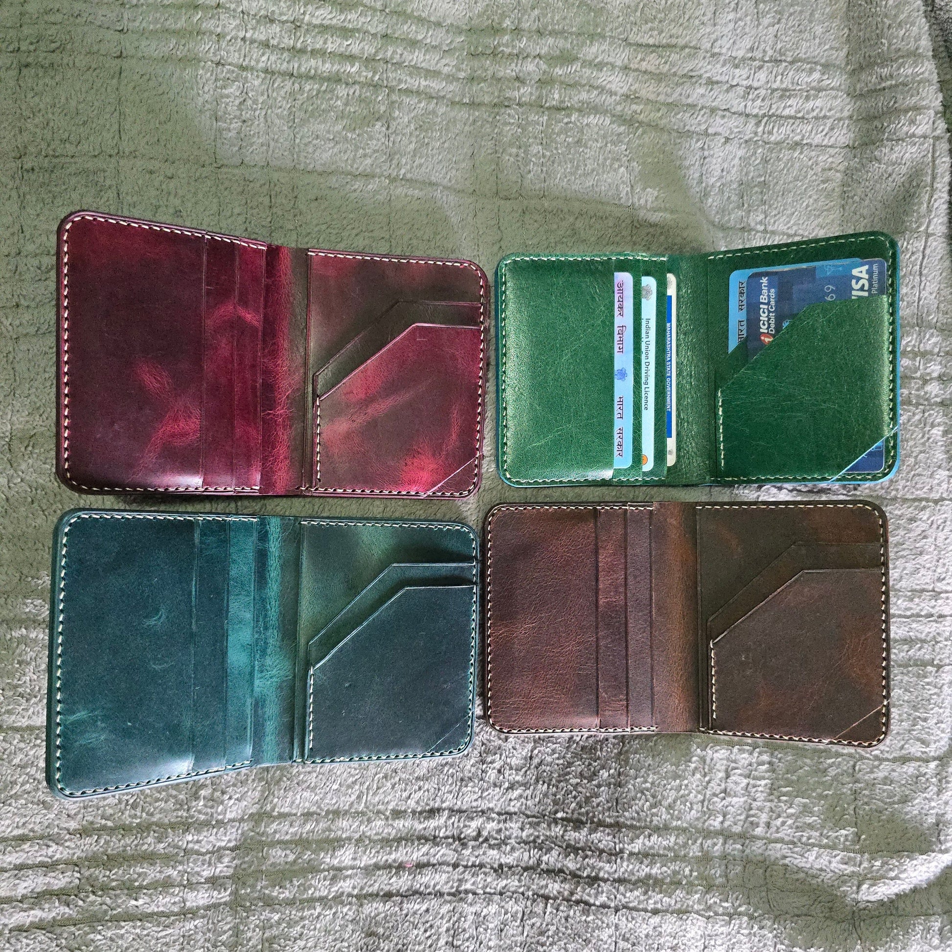 Indianleathercraft Wallets & Money Clips Handmade green leather wallet