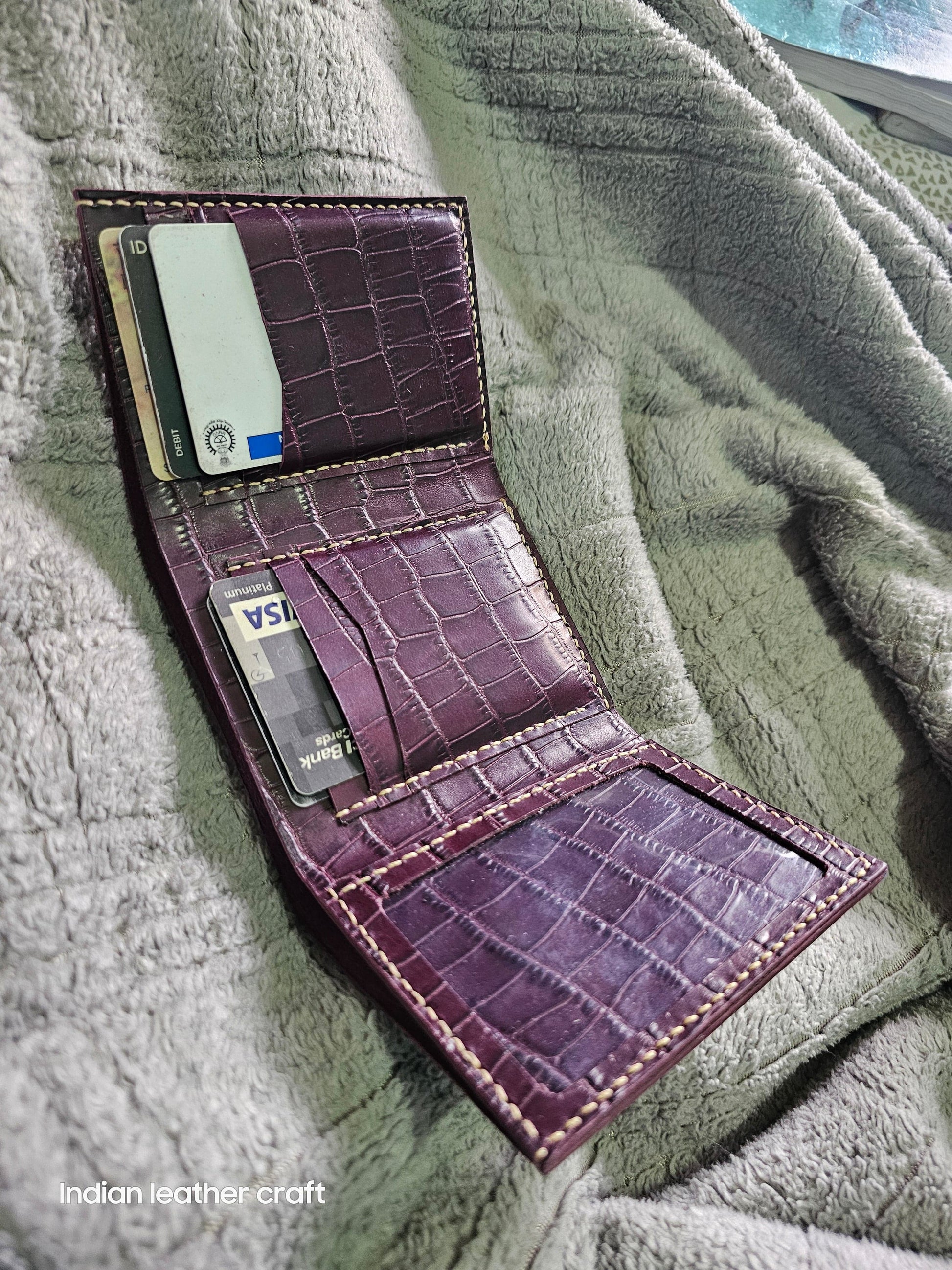 Indianleathercraft Wallets & Money Clips Handmade trifold leather wallet