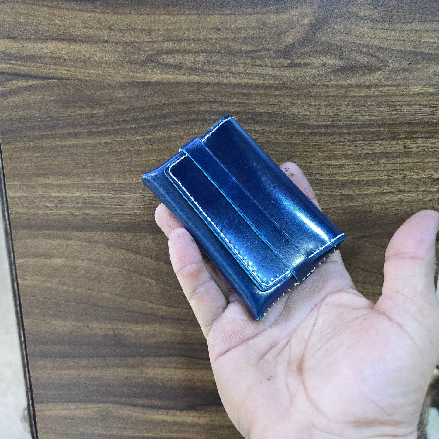 Indianleathercraft Wallets & Money Clips Navy shell cordovan card holder