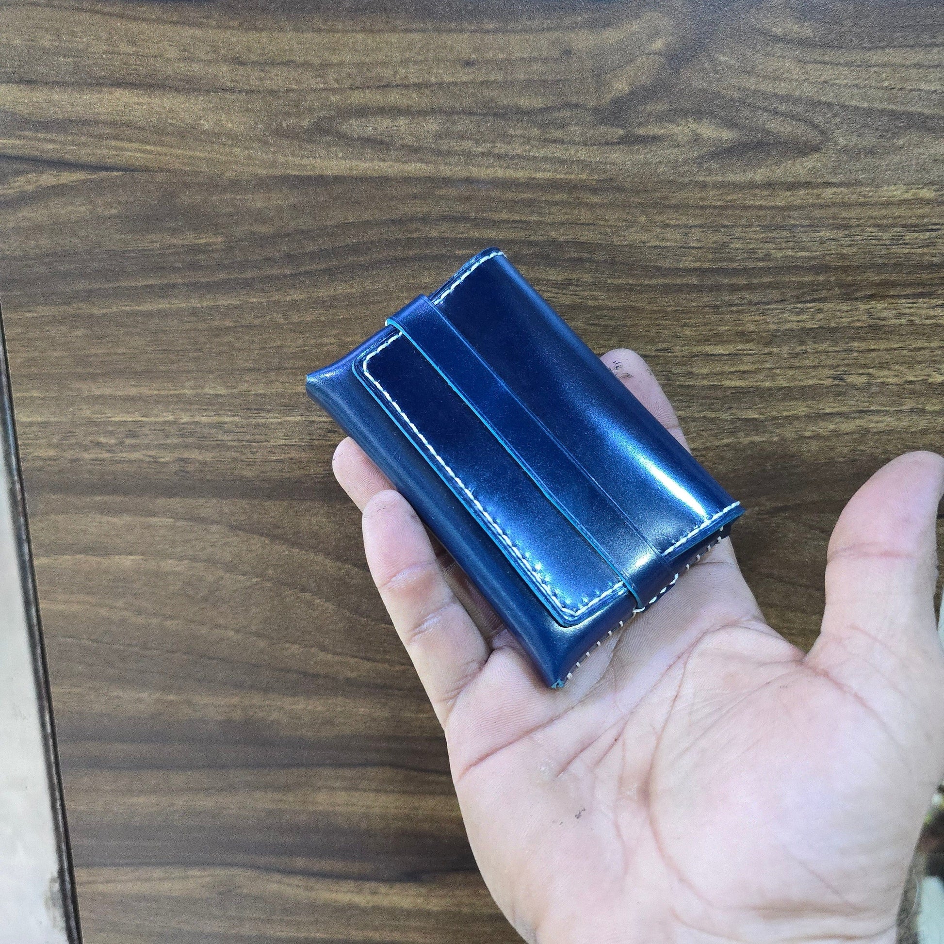 Indianleathercraft Wallets & Money Clips Navy shell cordovan card holder