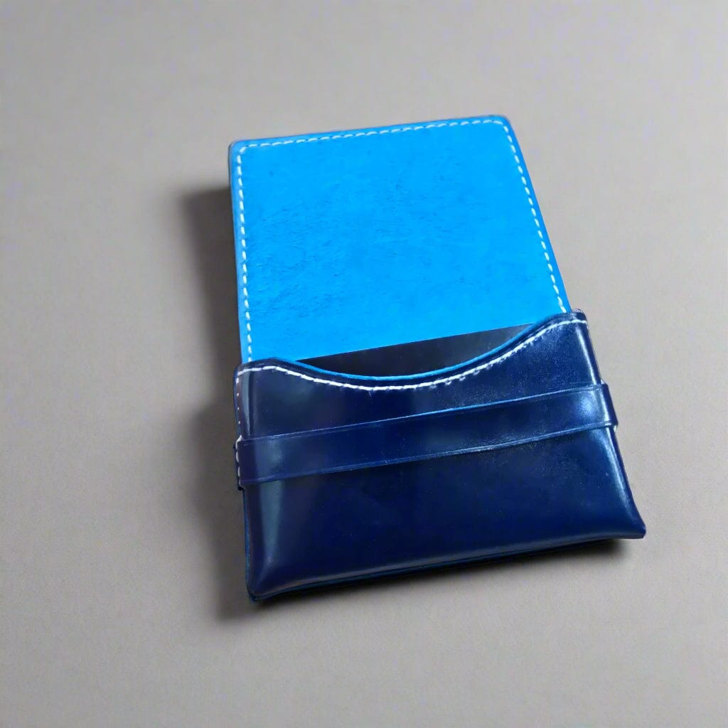 Indianleathercraft Wallets & Money Clips Navy shell cordovan card holder