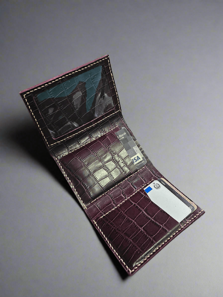 Indianleathercraft Wallets & Money Clips Purple Handmade trifold leather wallet