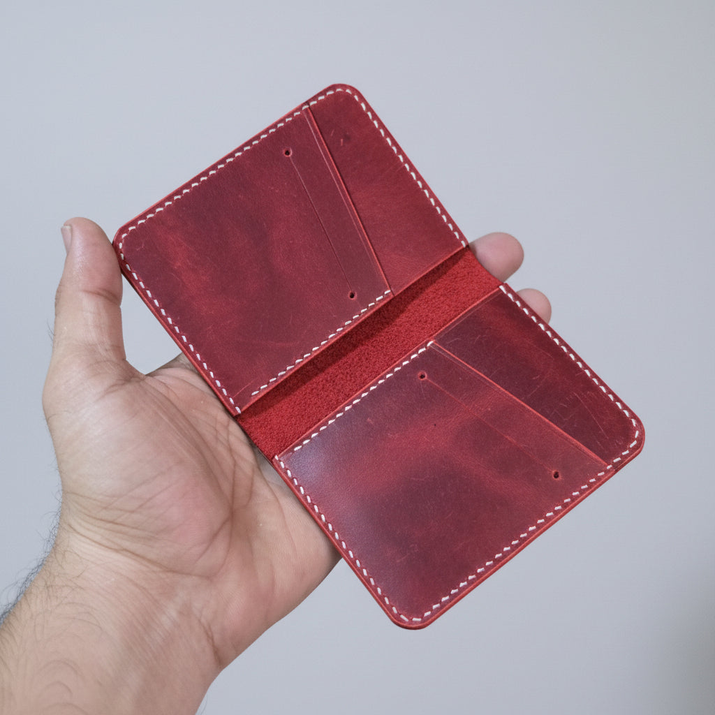 Indianleathercraft Wallets & Money Clips Red Full grain leather card holder