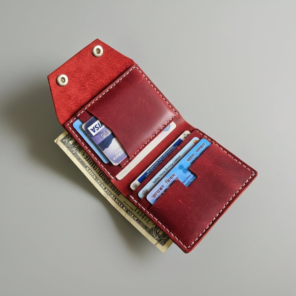 Indianleathercraft Wallets & Money Clips Red Handmade leather wallet for men