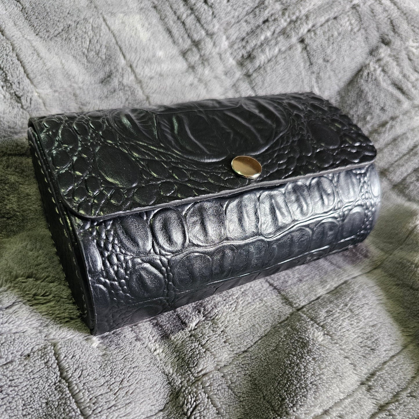 Indianleathercraft Watch Accessories 3 watches / Black Travel watch case