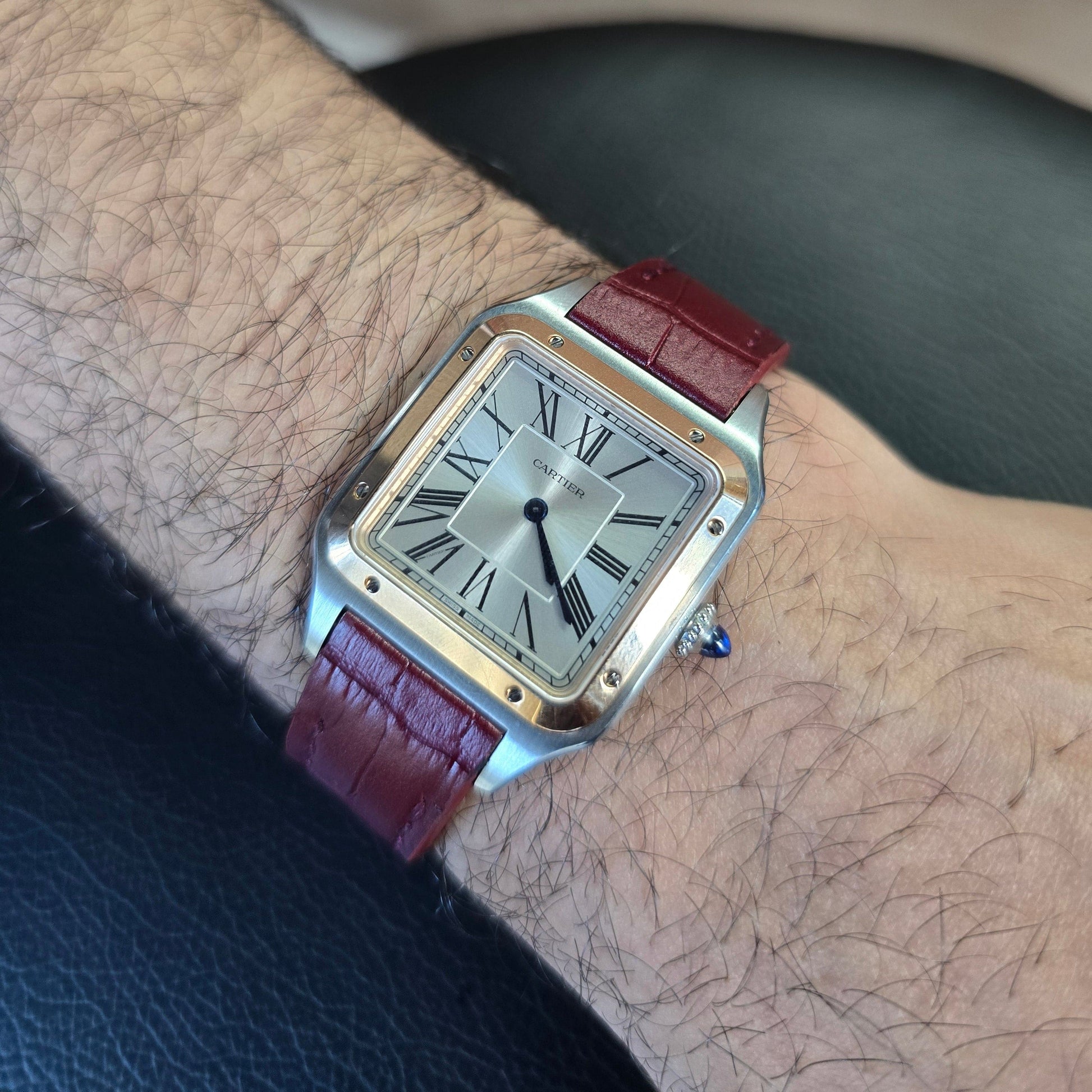Indianleathercraft Watch Accessories Burgundy / Medium - 17mm lugs Handmade Cartier Santos-Dumont Strap
