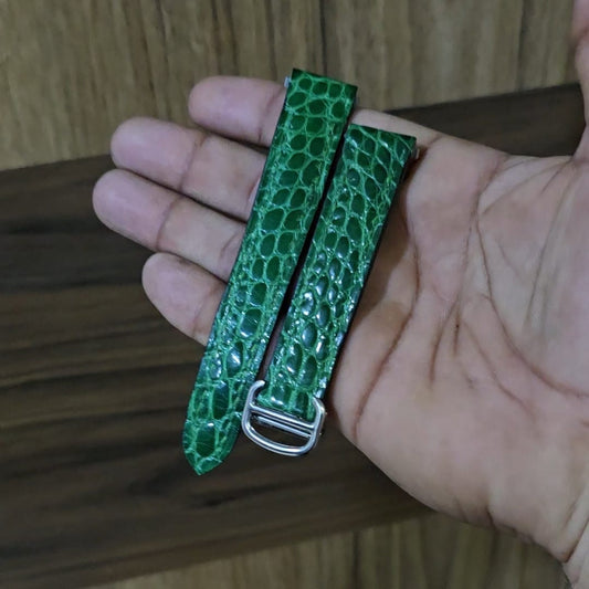 Indianleathercraft Watch Accessories Green / Medium Leather strap for santos de Cartier medium/large