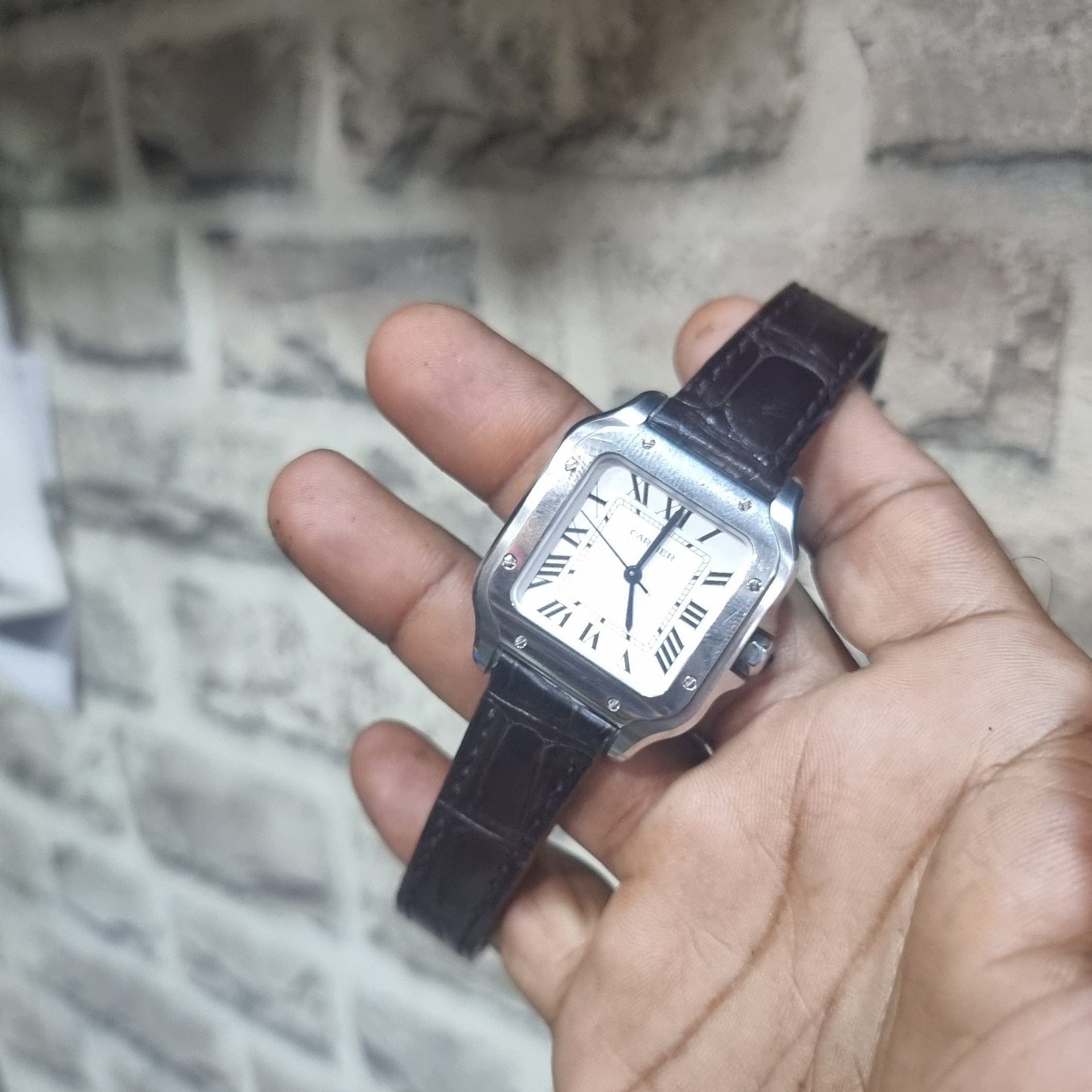 Indianleathercraft Watch Accessories Leather strap for santos de Cartier medium/large