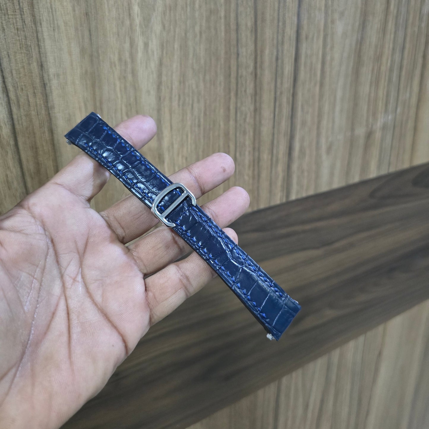 Indianleathercraft Watch Accessories Navy / Large Leather strap for santos de Cartier medium/large