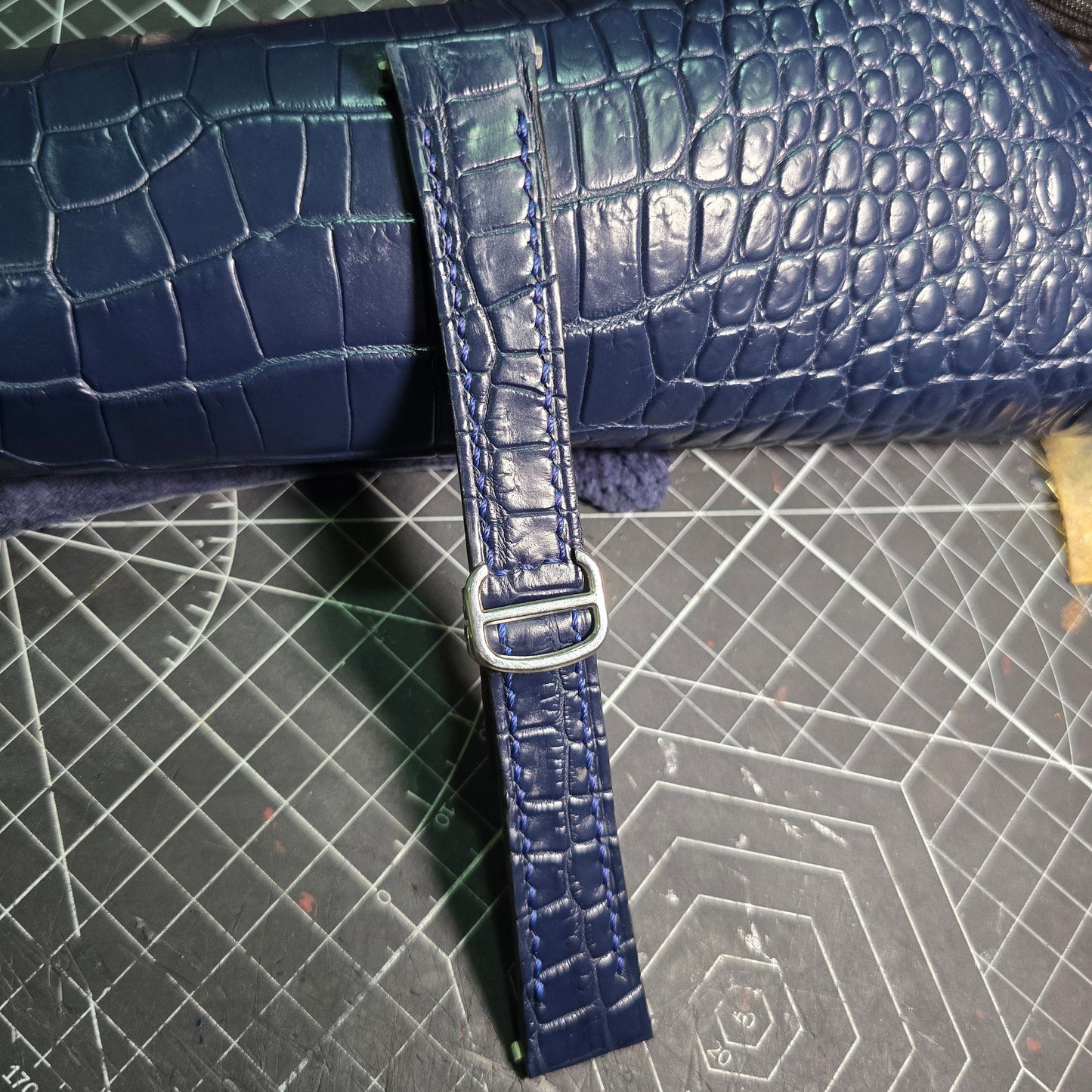 Indianleathercraft Watch Accessories Navy / Medium Leather strap for santos de Cartier medium/large