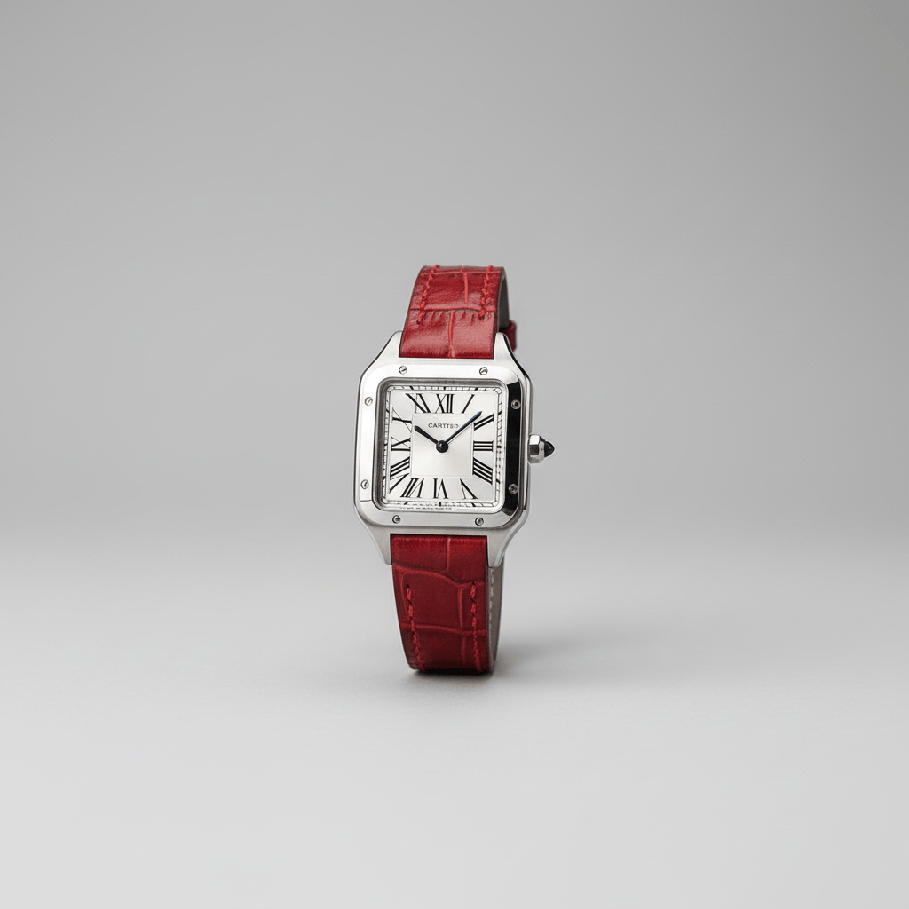 Indianleathercraft Watch Accessories Red / Large - 17. 5mm lugs Handmade Cartier Santos-Dumont Strap