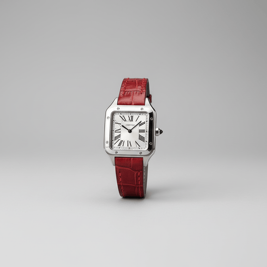 Indianleathercraft Watch Accessories Red / Large - 17. 5mm lugs Handmade Cartier Santos-Dumont Strap