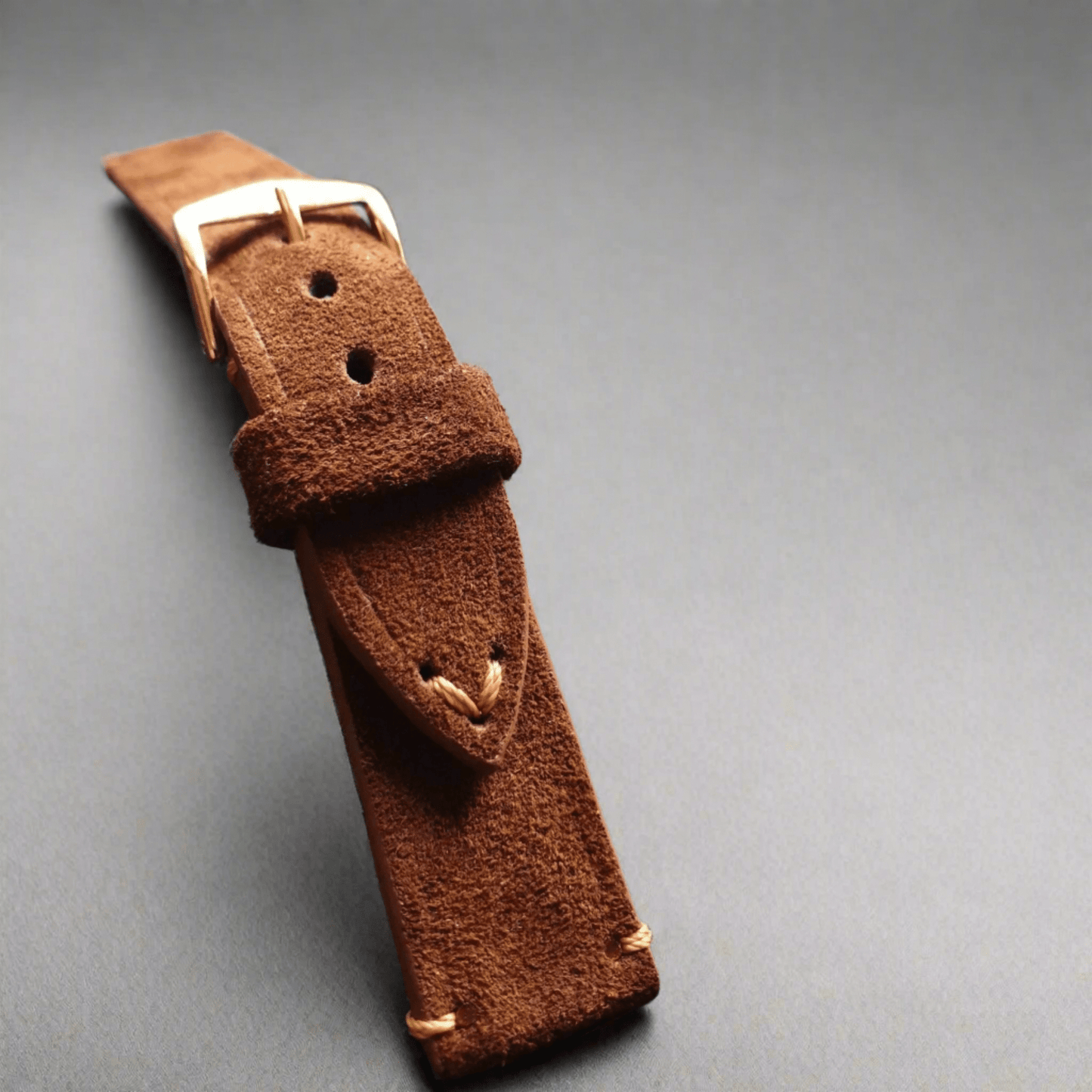 Indianleathercraft Watch Bands 19mm Brown suede leather strap handmade