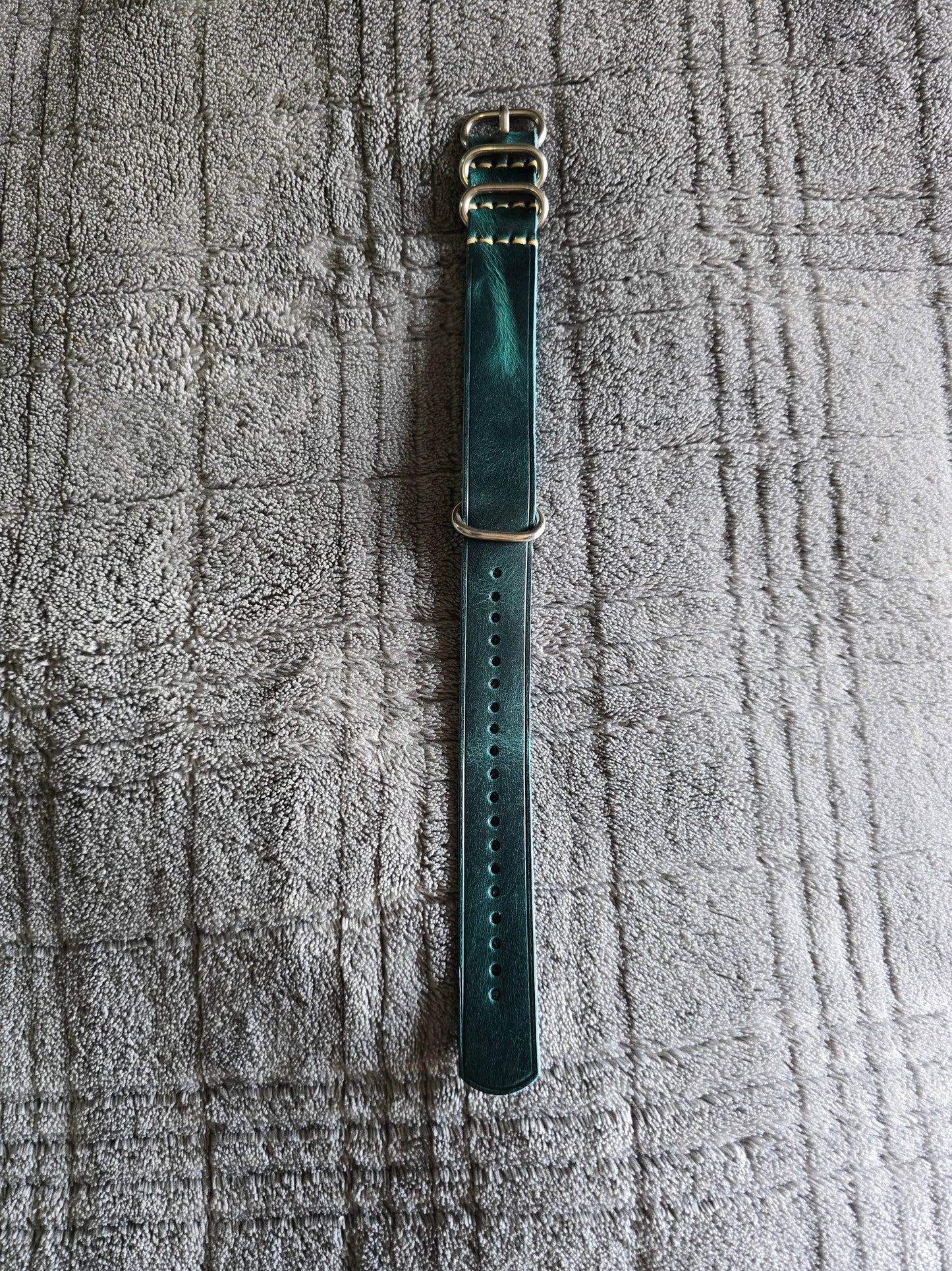 Indianleathercraft Watch Bands 20mm / Teal / Silver Handmade nato leather strap