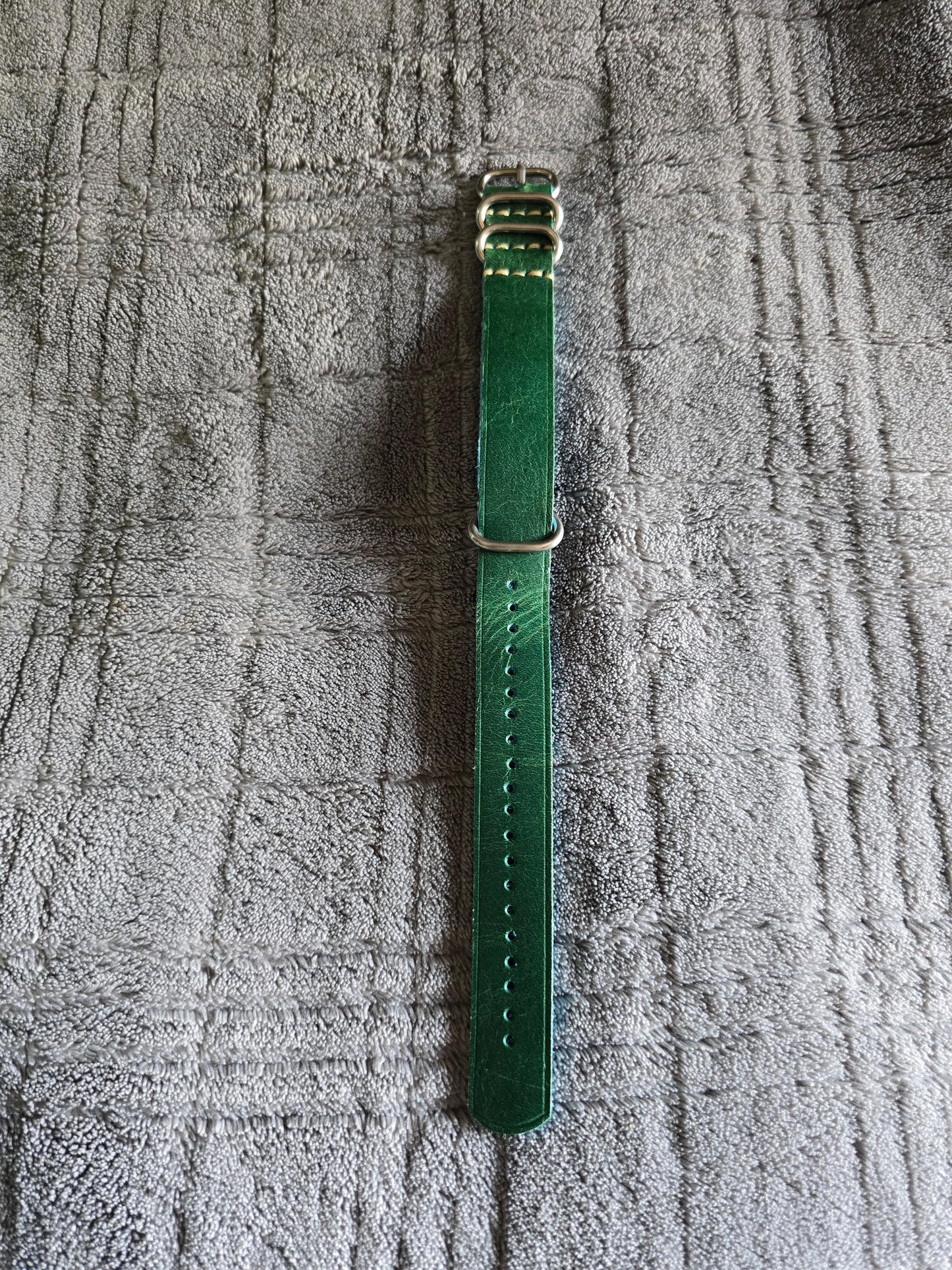 Indianleathercraft Watch Bands 20mm / Turquoise / Silver Handmade nato leather strap