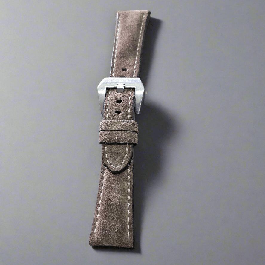 Indianleathercraft Watch Bands 22mm / Baige Suede leather strap for panerai