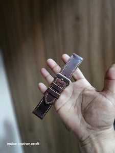 Indianleathercraft Watch Bands 22mm / Dark brown Handmade leather strap for luminor panerai