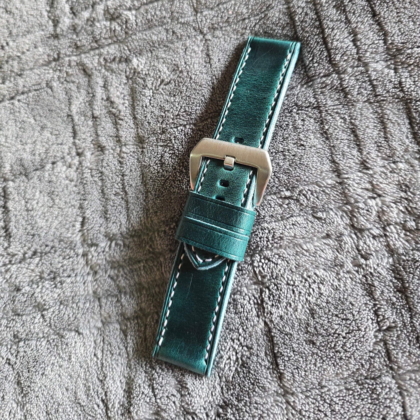 Indianleathercraft Watch Bands 22mm / Dark tourquoise Handmade leather strap for luminor panerai