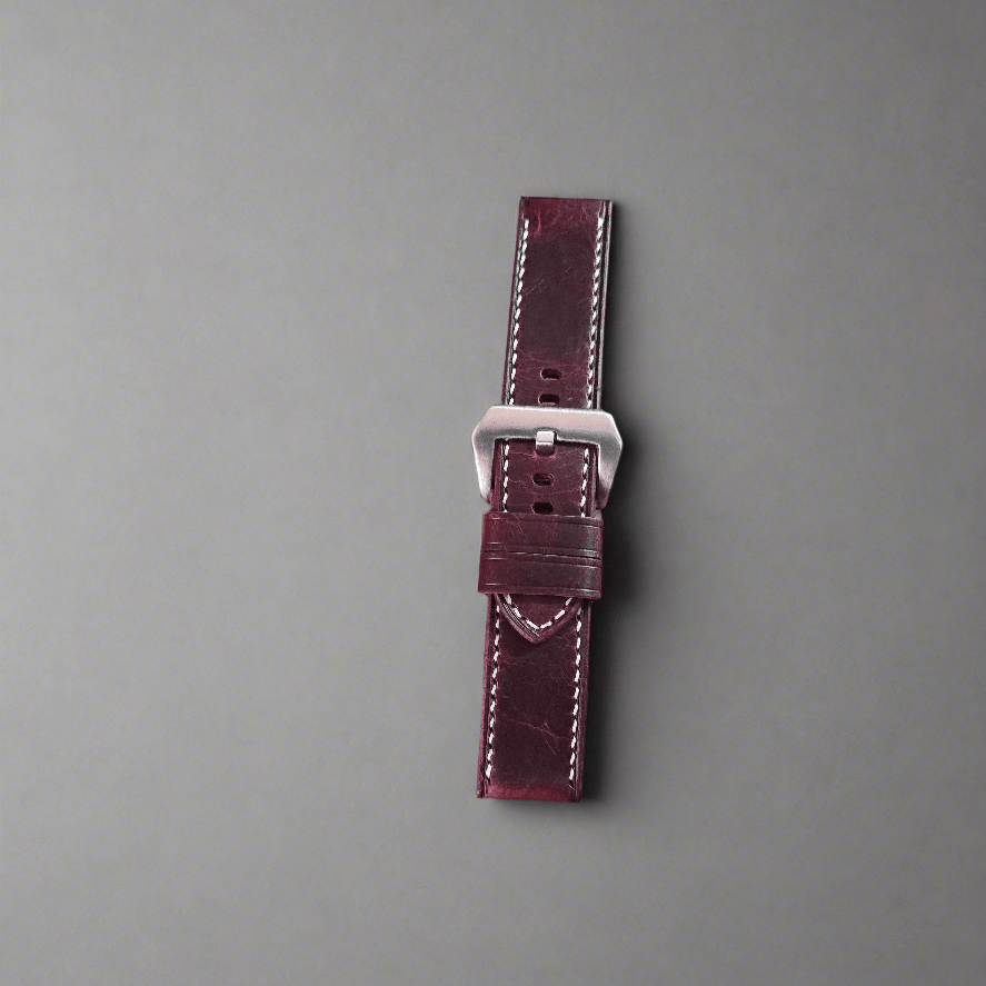 Indianleathercraft Watch Bands 22mm / Ox blood red Handmade leather strap for luminor panerai