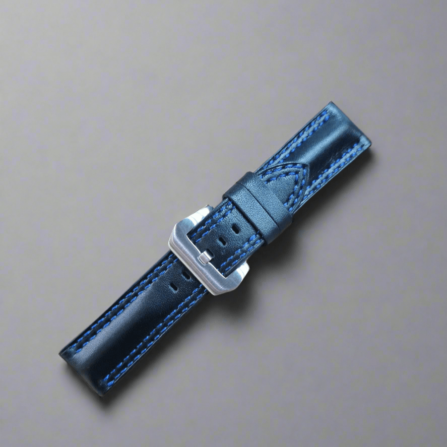Indianleathercraft Watch Bands Black leather strap muscular padded