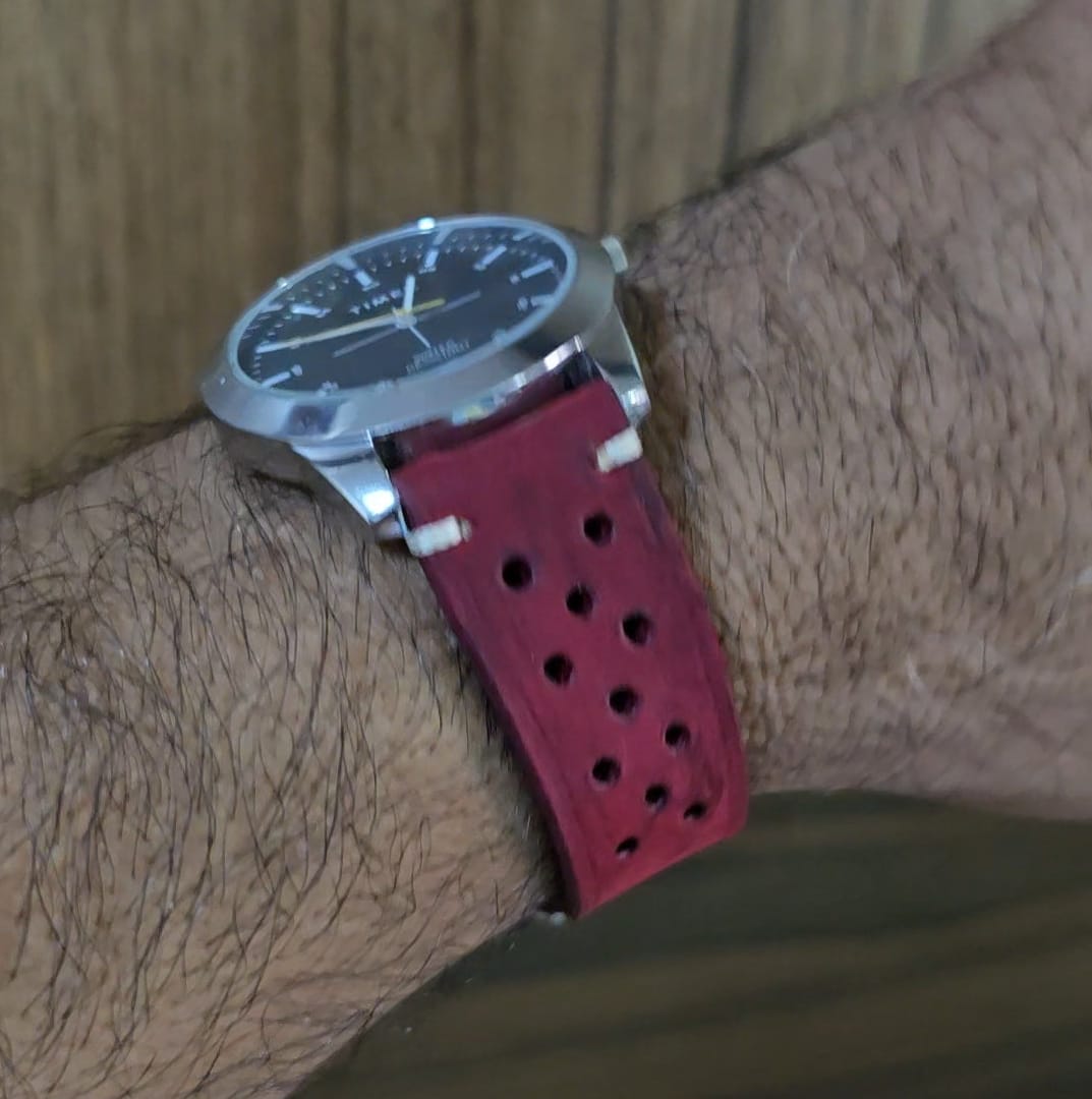Indianleathercraft Watch Bands Bordeaux / 16mm Handmade vintage racing strap