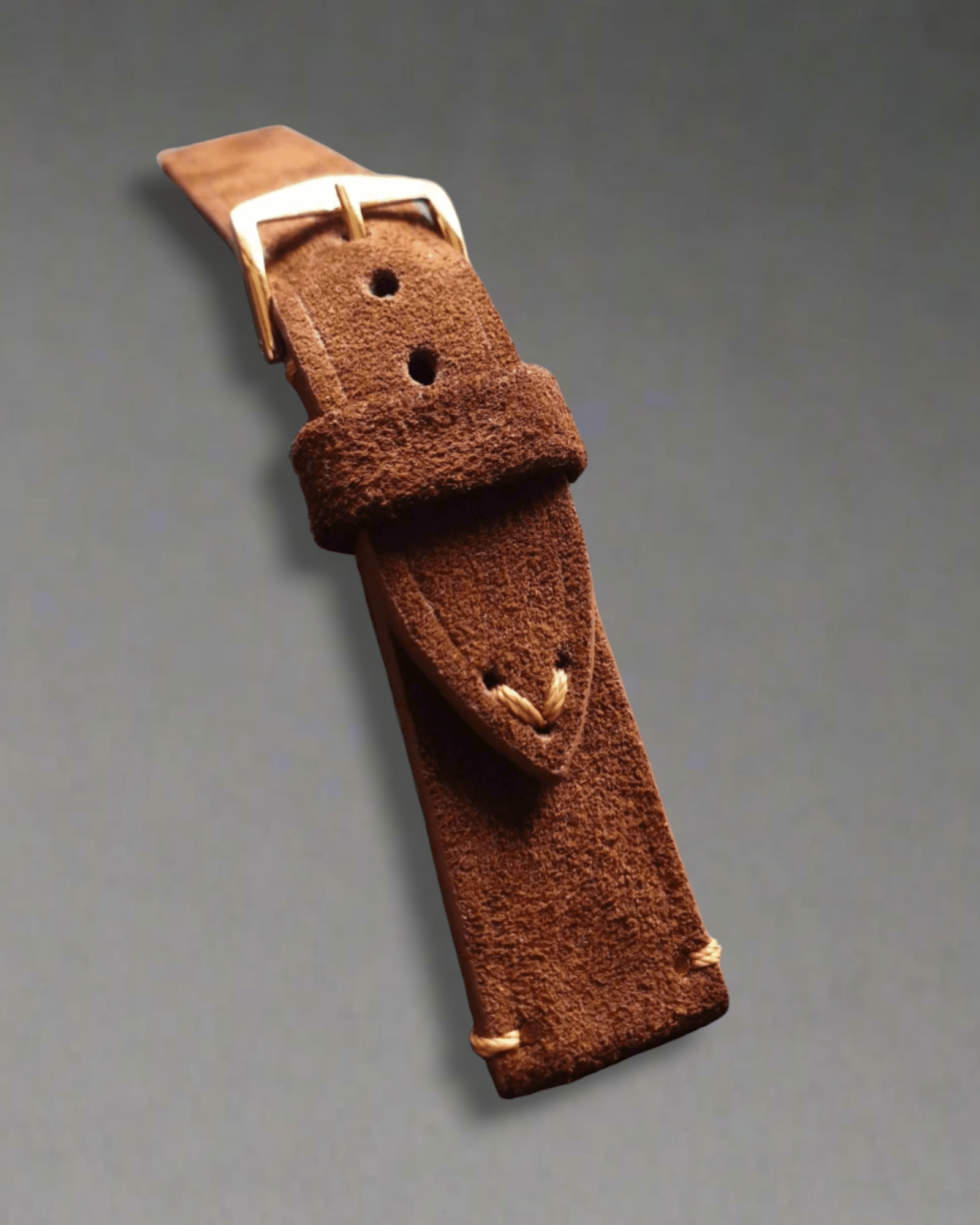 Brown suede leather strap handmade 21mm