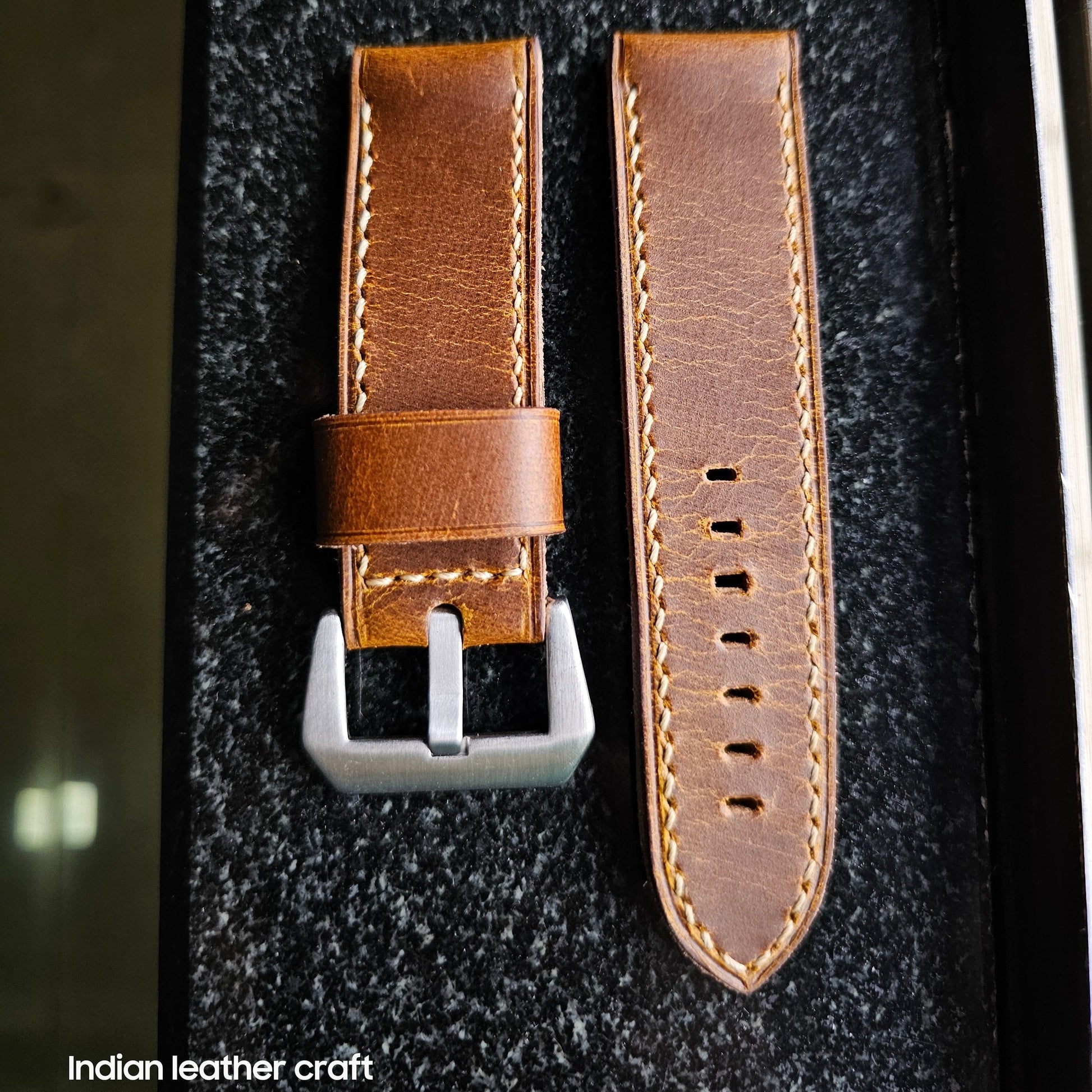Indianleathercraft Watch Strap Handmade leather strap for luminor panerai