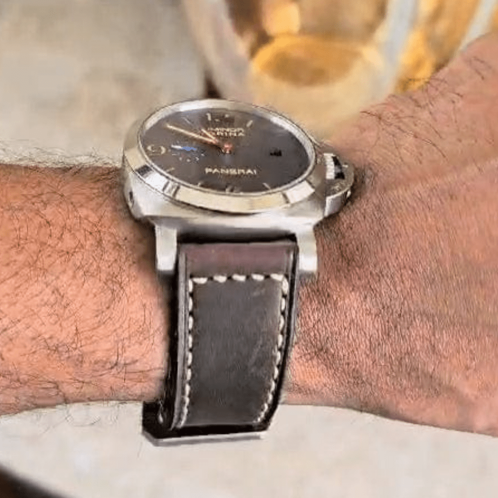 Handmade leather strap for luminor panerai 20mm Green