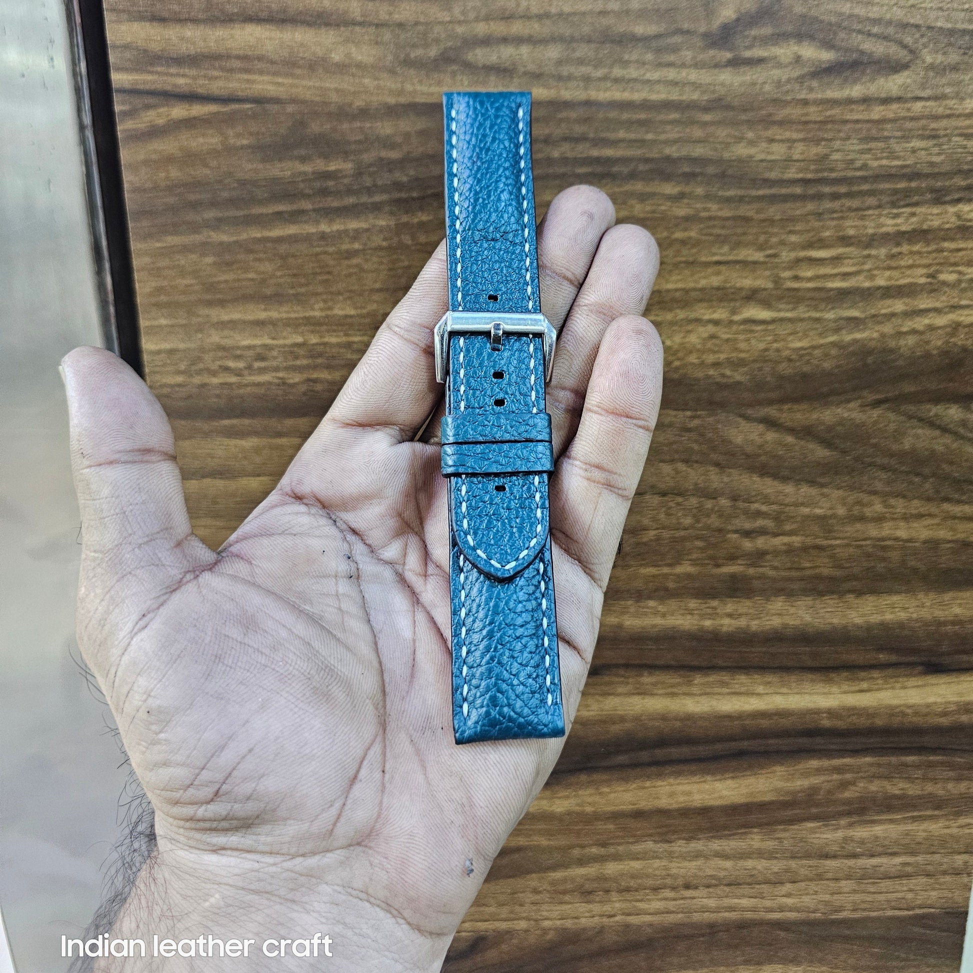 Indianleathercraft Watch Bands Handmade pebble grain leather strap