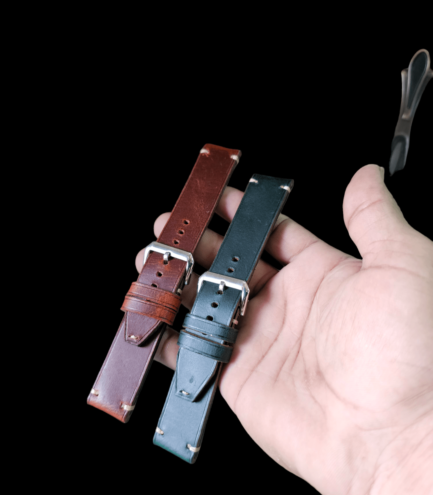 Handmade tobacco brown leather strap