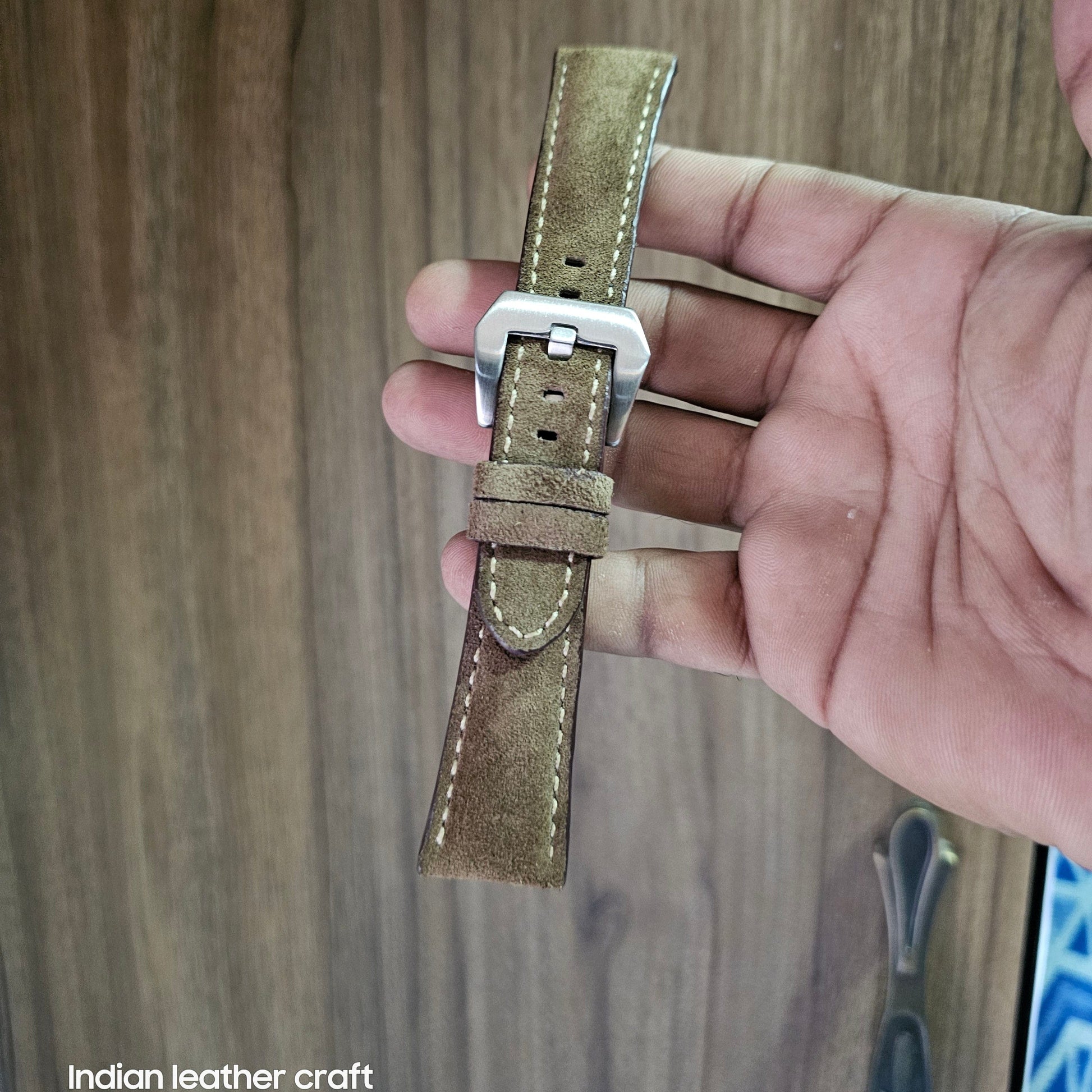 Indianleathercraft Watch Bands Suede leather strap for panerai