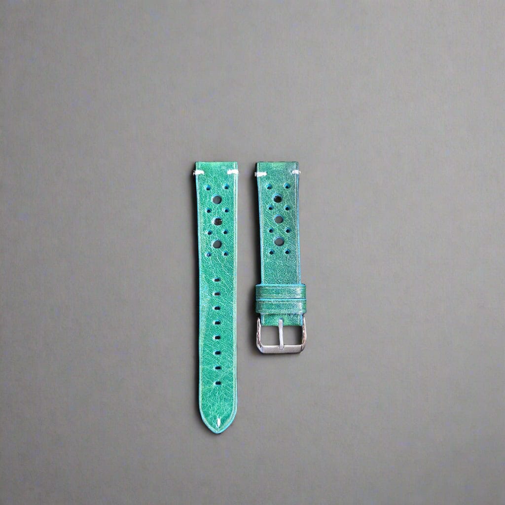 Indianleathercraft Watch Bands Teal / 16mm Handmade vintage racing strap