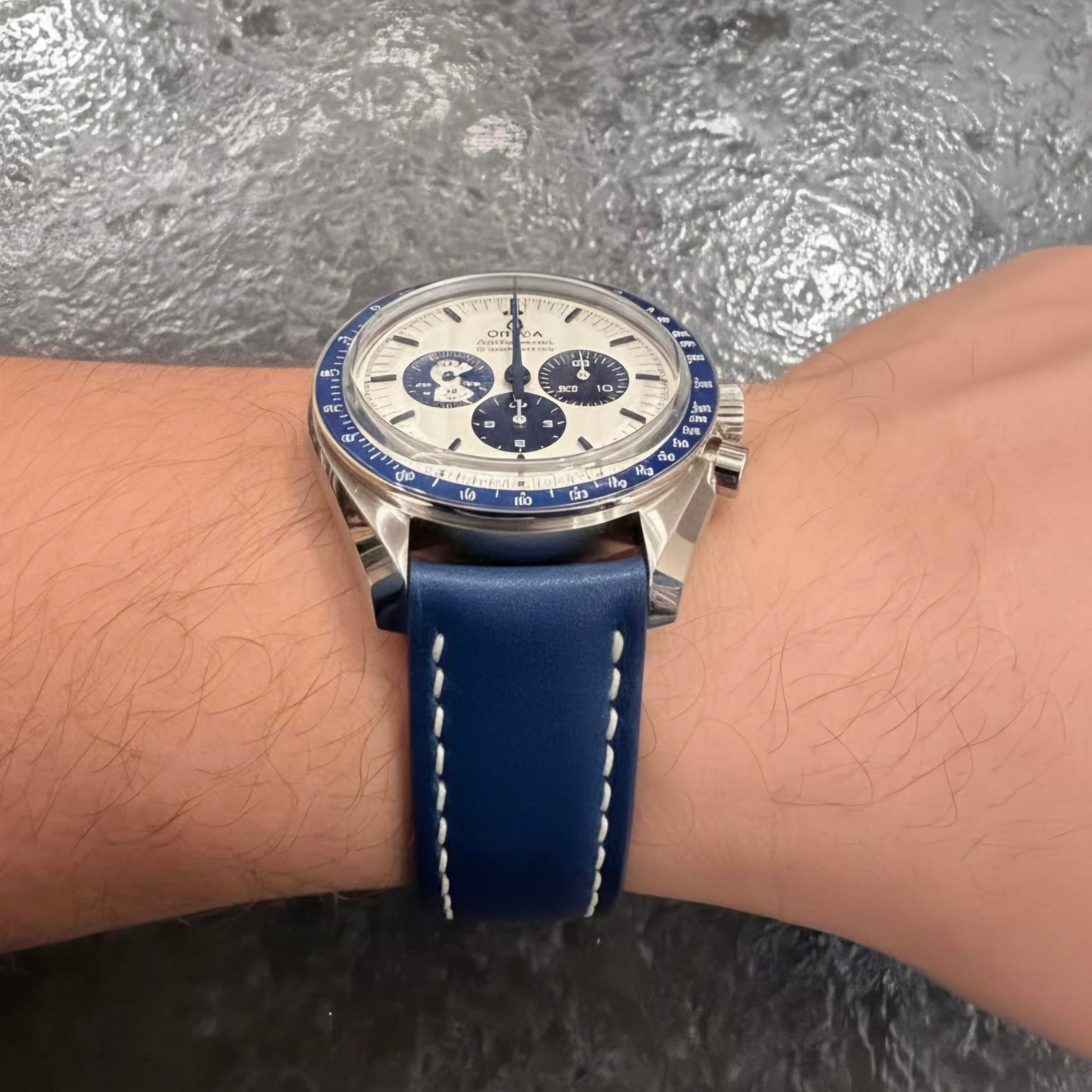 Indianleathercraft watch strap 18/18mm / Blue - shell cordovan Omega leather watch strap