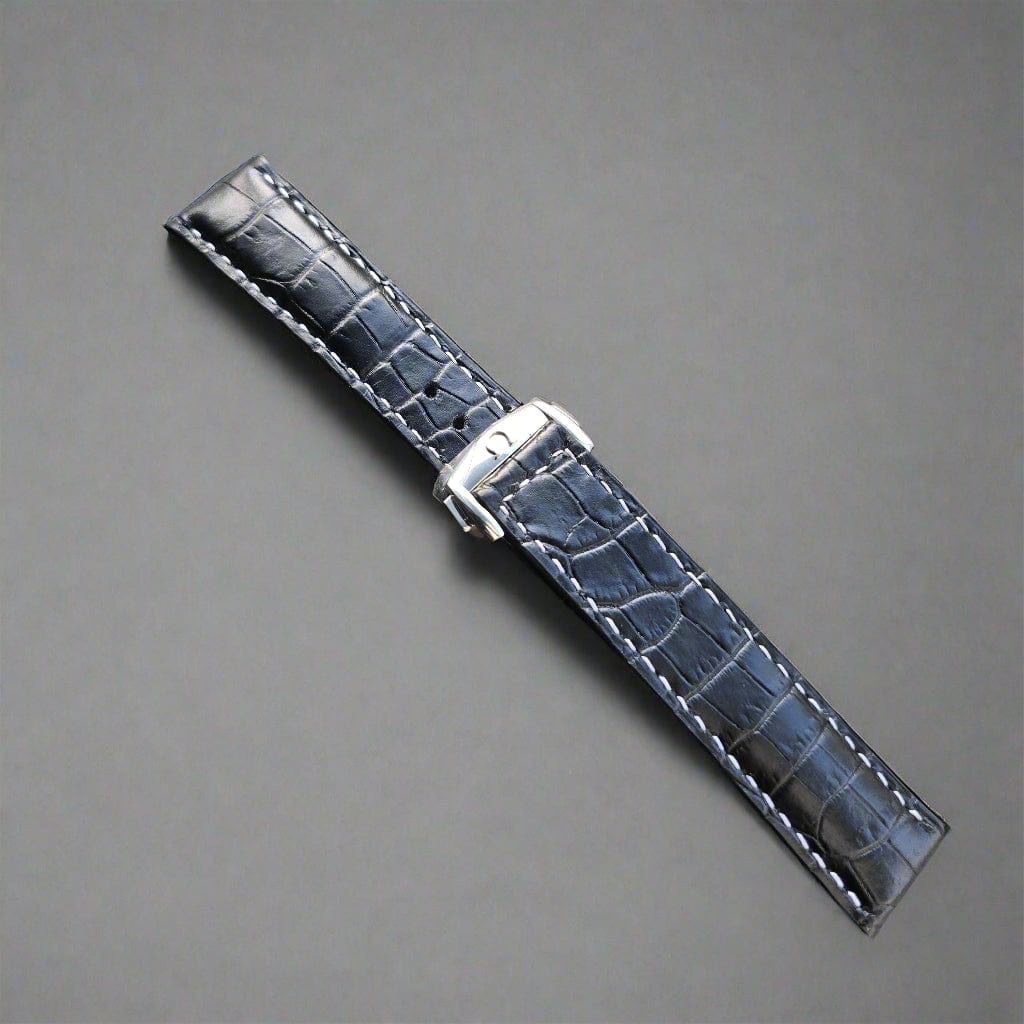 Indianleathercraft watch strap 22/20mm / Black Omega leather watch strap