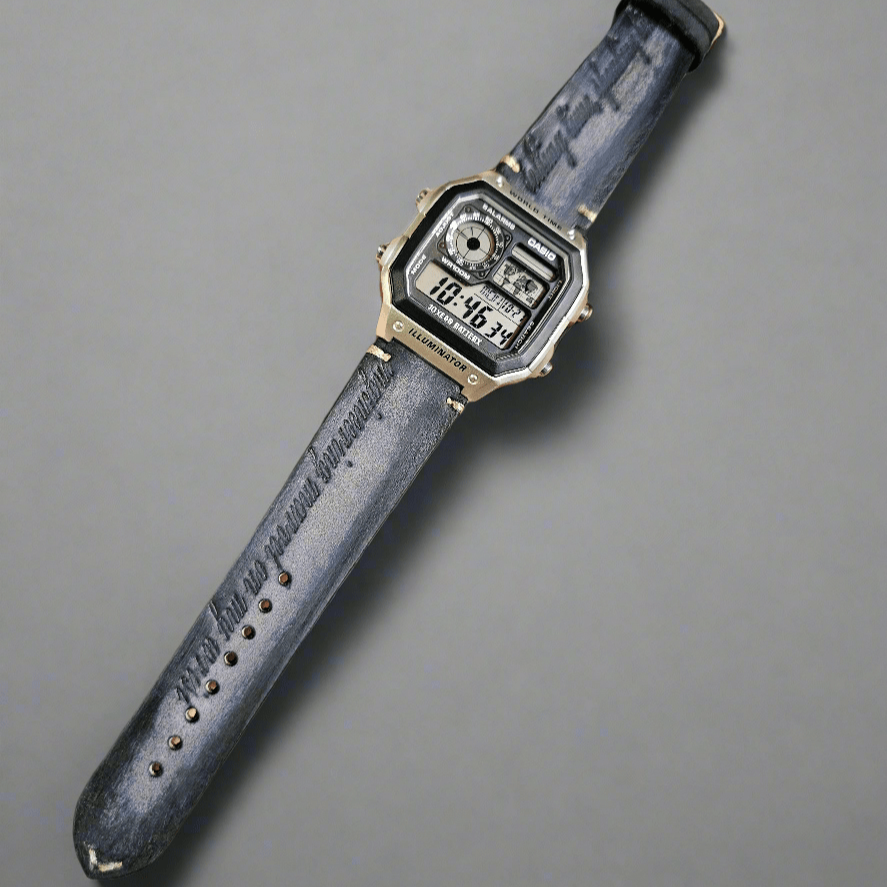 Indianleathercraft watch strap Antique black Handmade casio watch strap