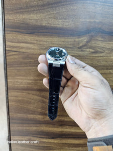Indianleathercraft watch strap Black Handmade Tissot PRX leather watch strap