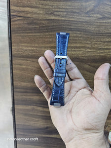 Indianleathercraft watch strap Blue Handmade Tissot PRX leather watch strap