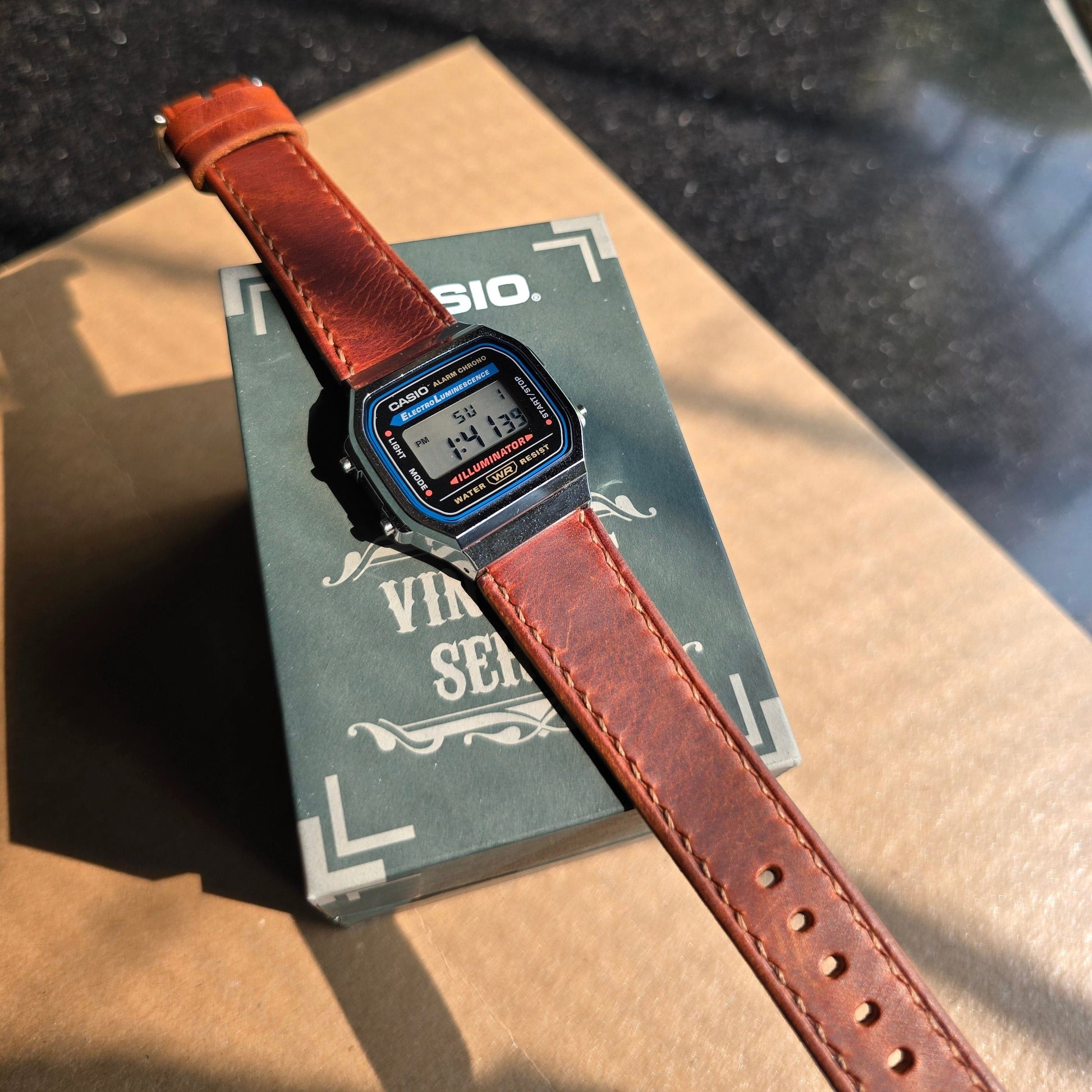 Indianleathercraft watch strap Handmade Casio A168 leather strap