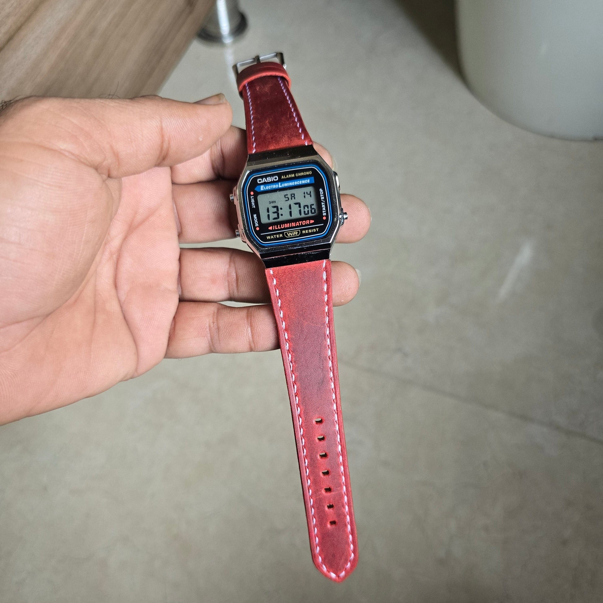 Indianleathercraft watch strap Handmade Casio A168 leather strap