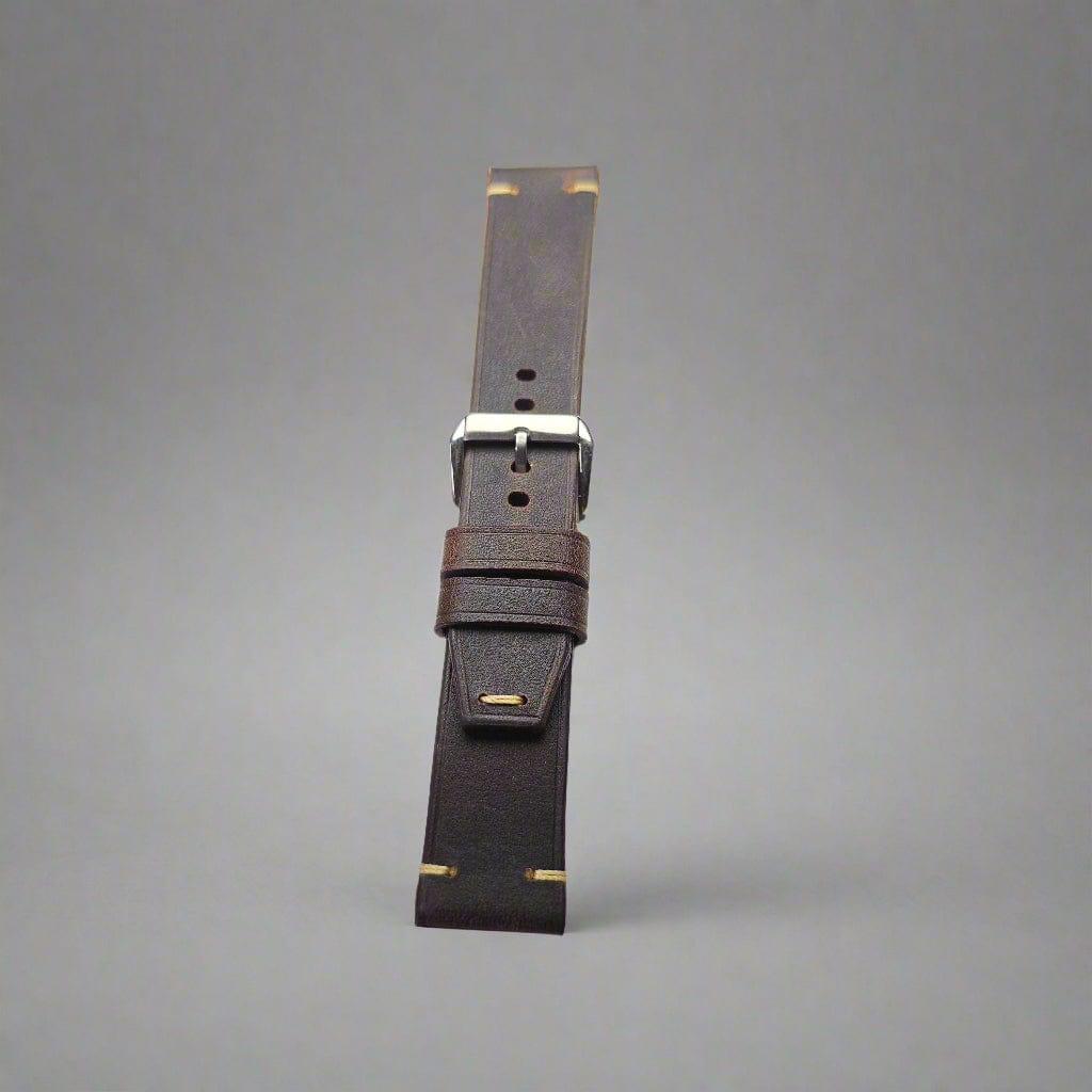 Indianleathercraft watch strap Handmade tobacco brown leather strap