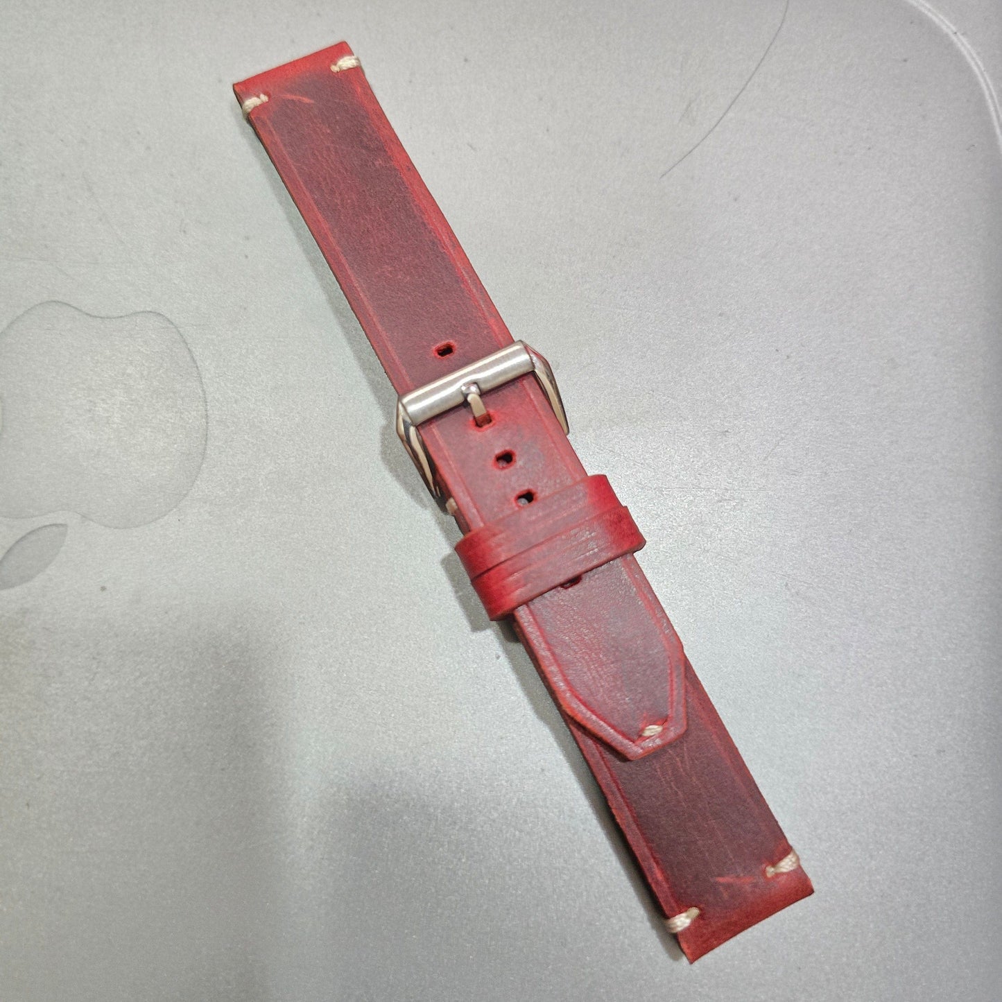 Indianleathercraft watch strap Handmade tobacco brown leather strap