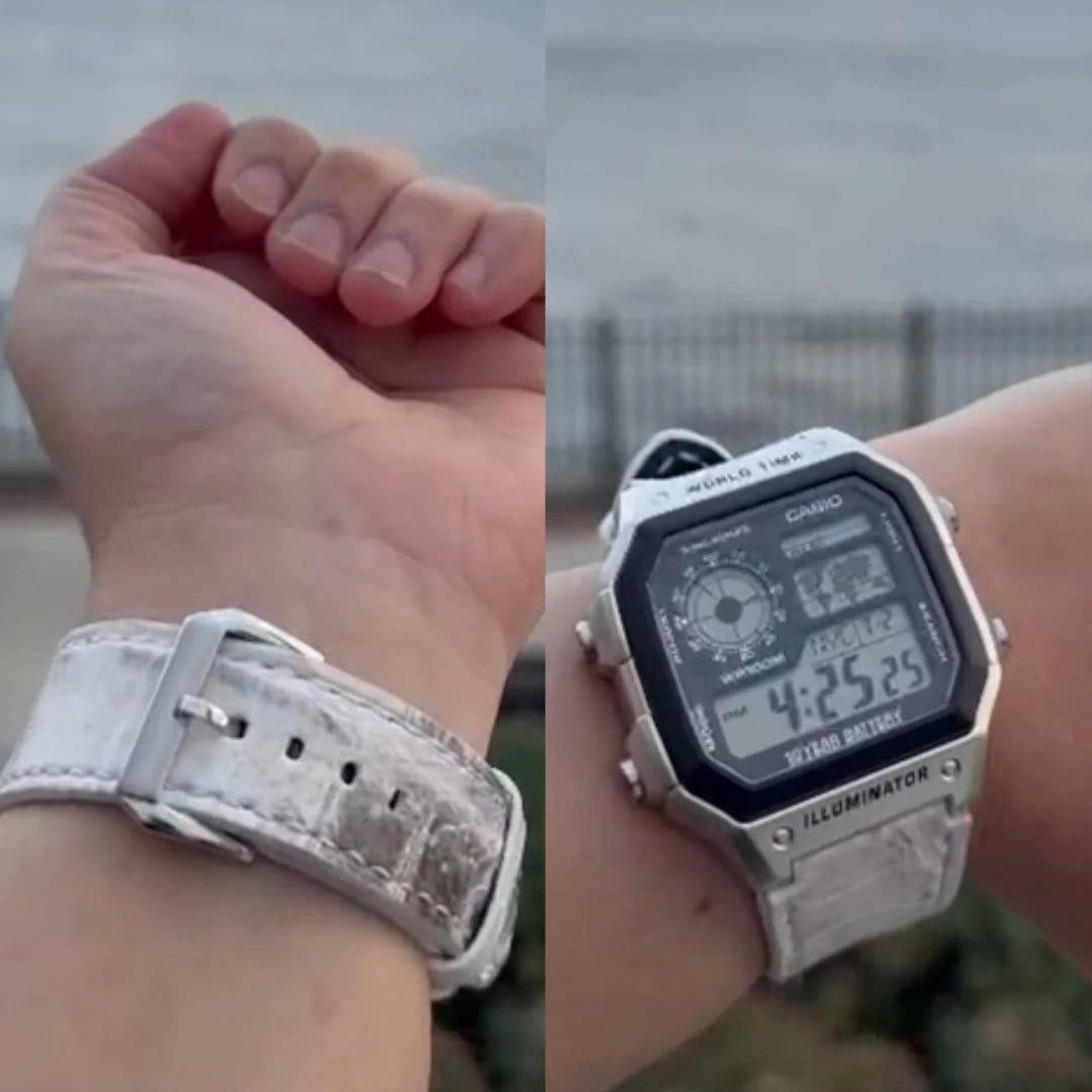 Indianleathercraft watch strap Himalayan crocodile Handmade casio watch strap
