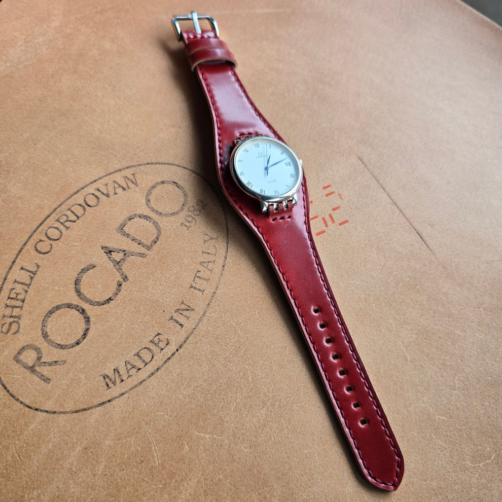 Handmade shell cordovan leather bund strap - Indianleathercraft